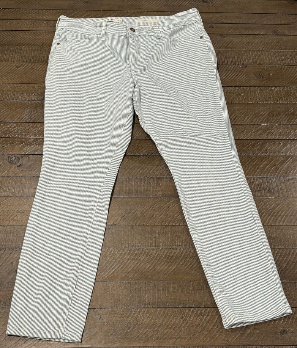 Pilcro and the Letterpress Anthropologie Pinstripe Mid-Rise Skinny Pants Size 32